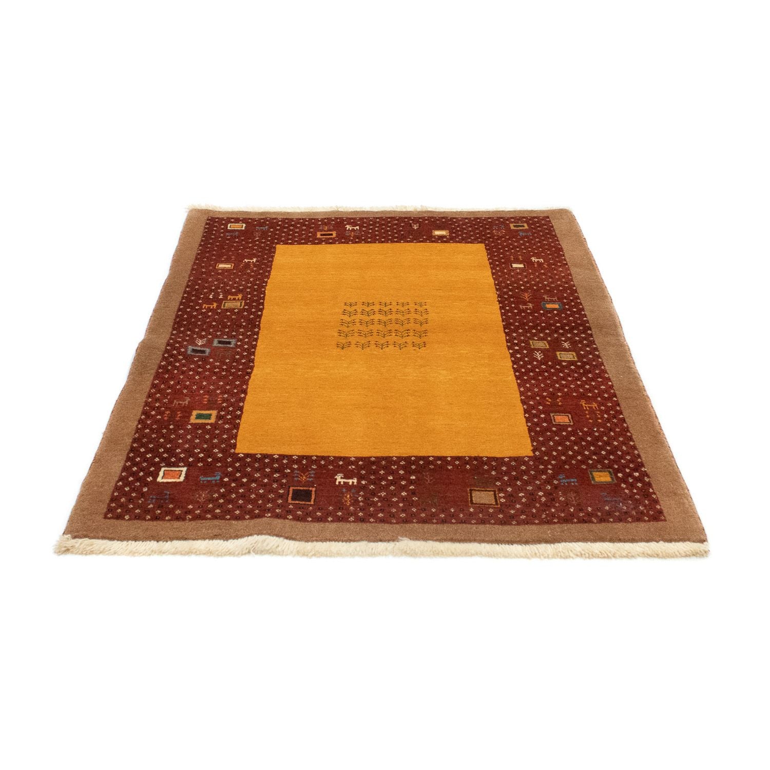 Gabbeh Tæppe - Loribaft Persisk - 150 x 110 cm - guld