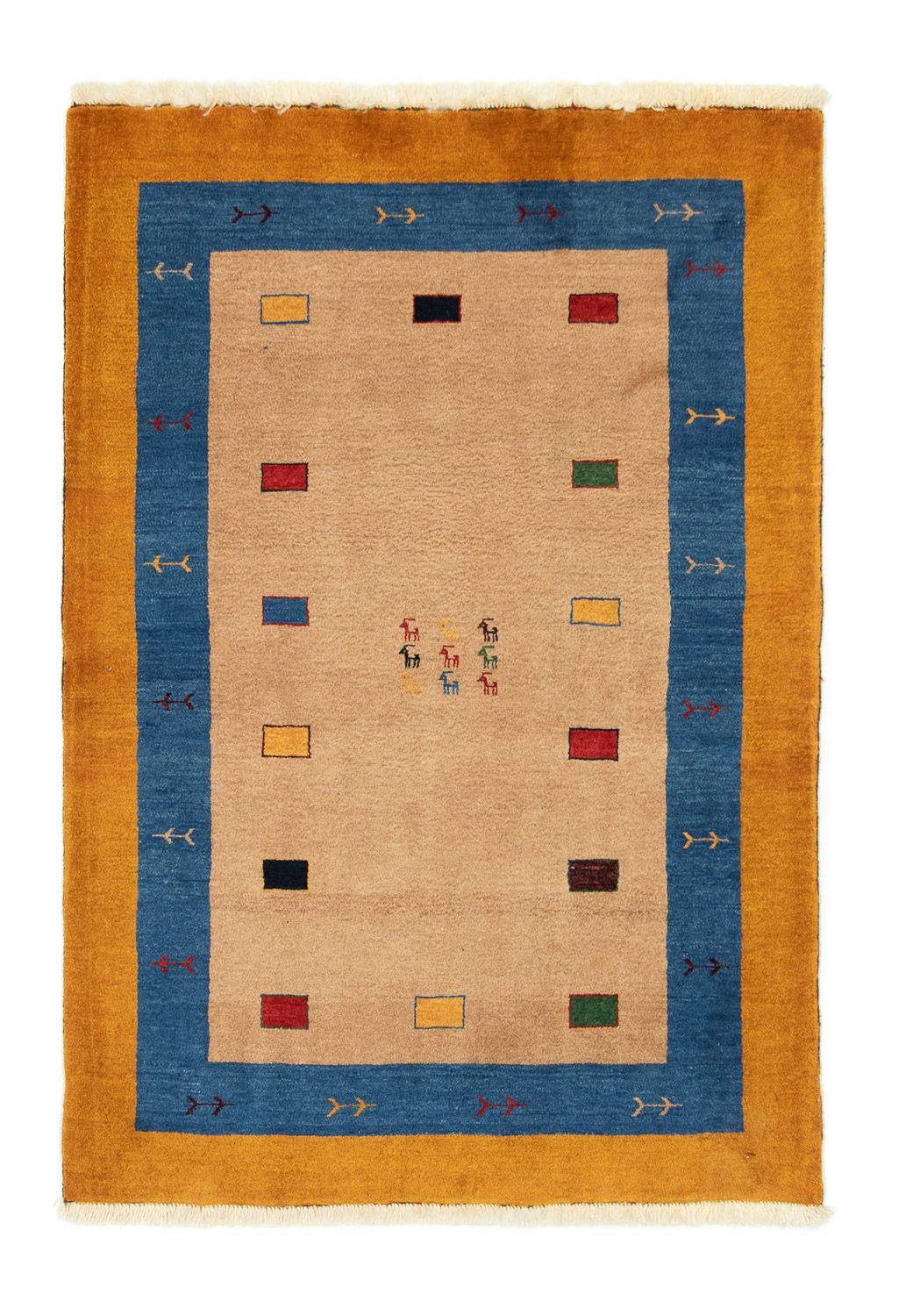 Gabbeh Tæppe - Loribaft Persisk - 150 x 104 cm - guld