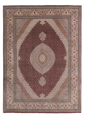 Persisk tæppe - Tabriz - 353 x 253 cm - mørkerød