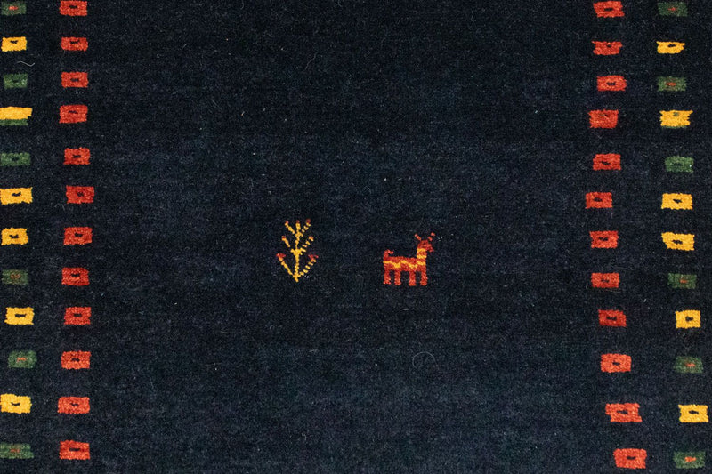 Gabbeh Tæppe - Loribaft Persisk - 147 x 104 cm - mørkeblå