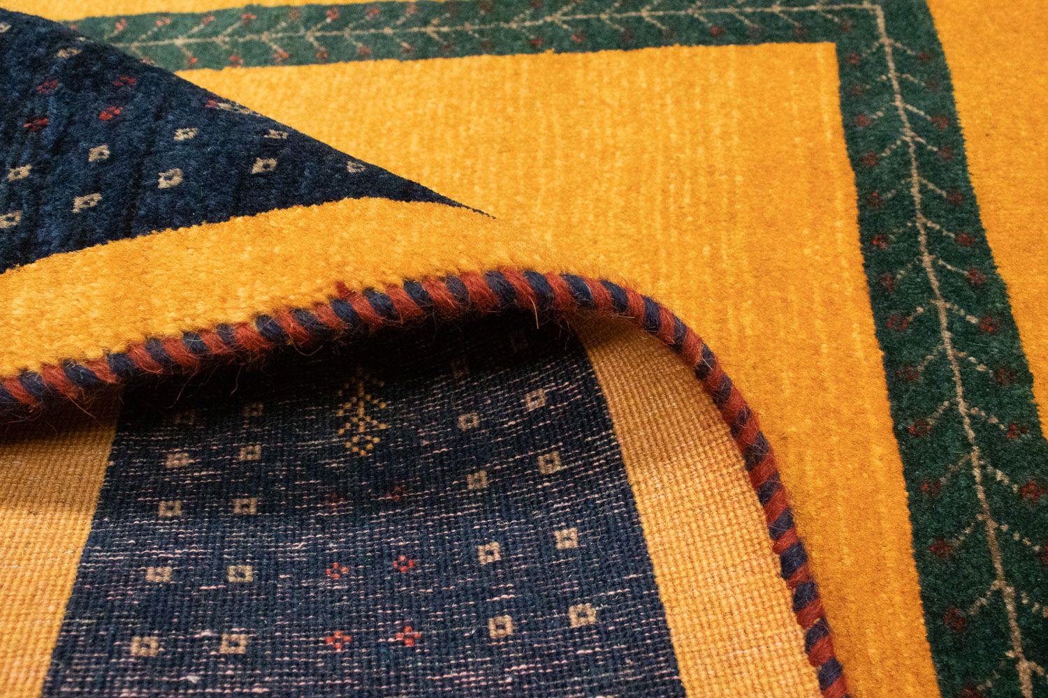 Gabbeh Tæppe - Loribaft Persisk - 148 x 100 cm - guld