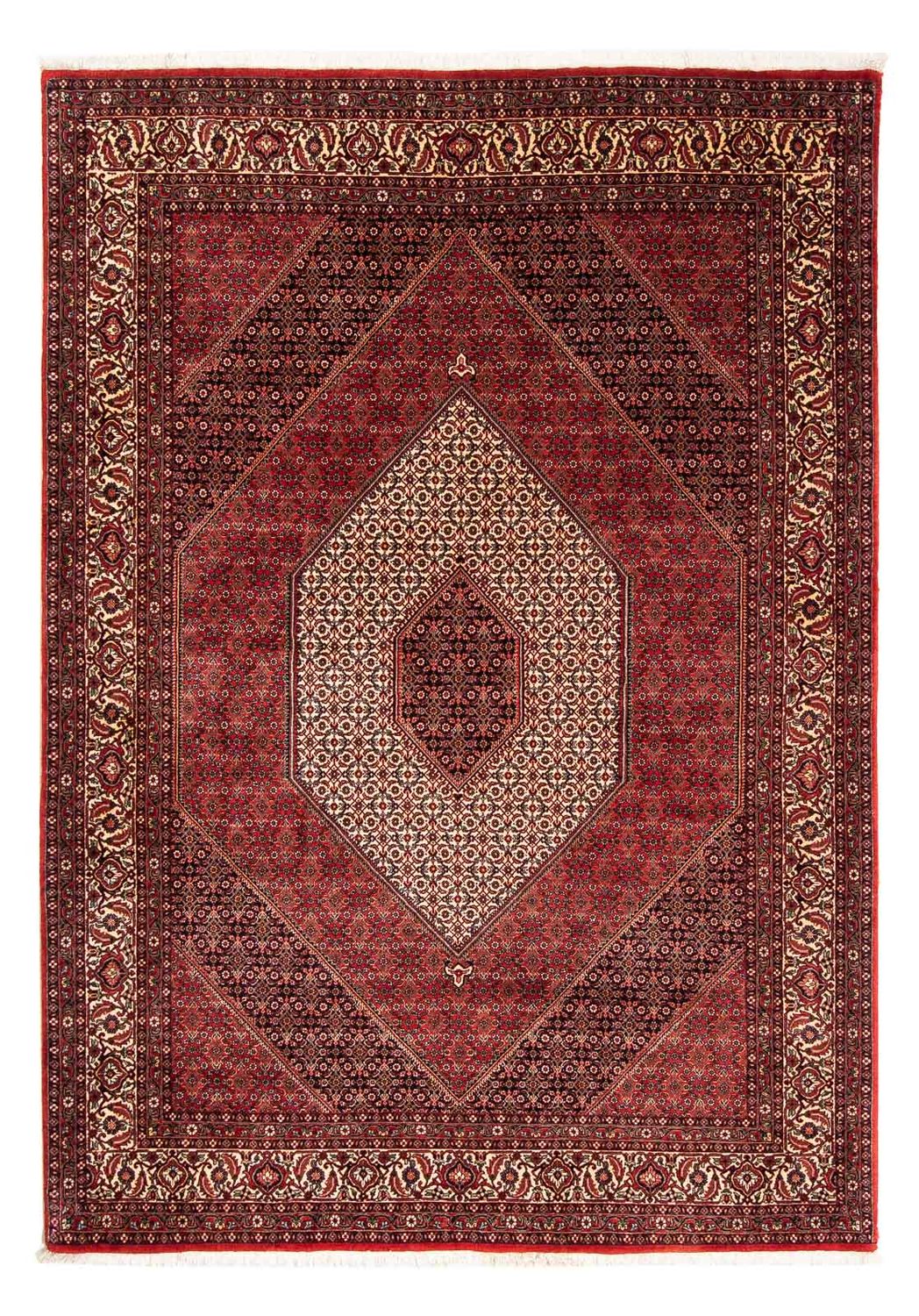 Persisk tæppe - Bijar - 248 x 171 cm - mørkerød