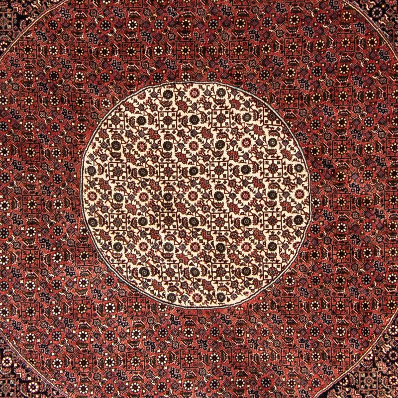Persisk tæppe - Bijar rundt  - 260 x 260 cm - mørkerød
