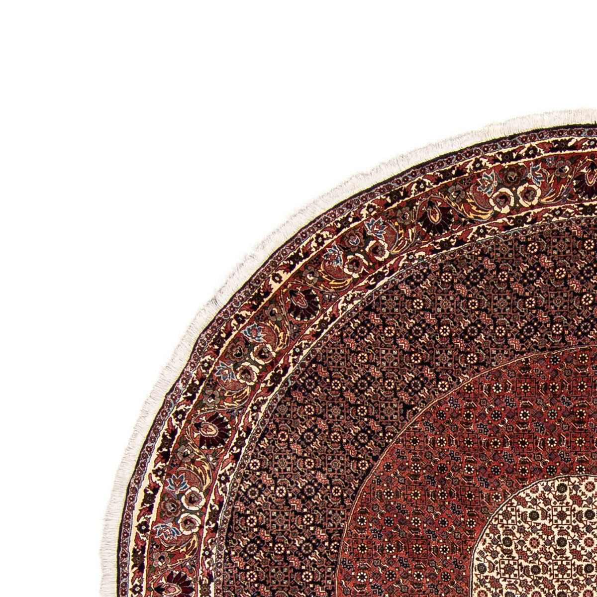 Persisk tæppe - Bijar rundt  - 260 x 260 cm - mørkerød