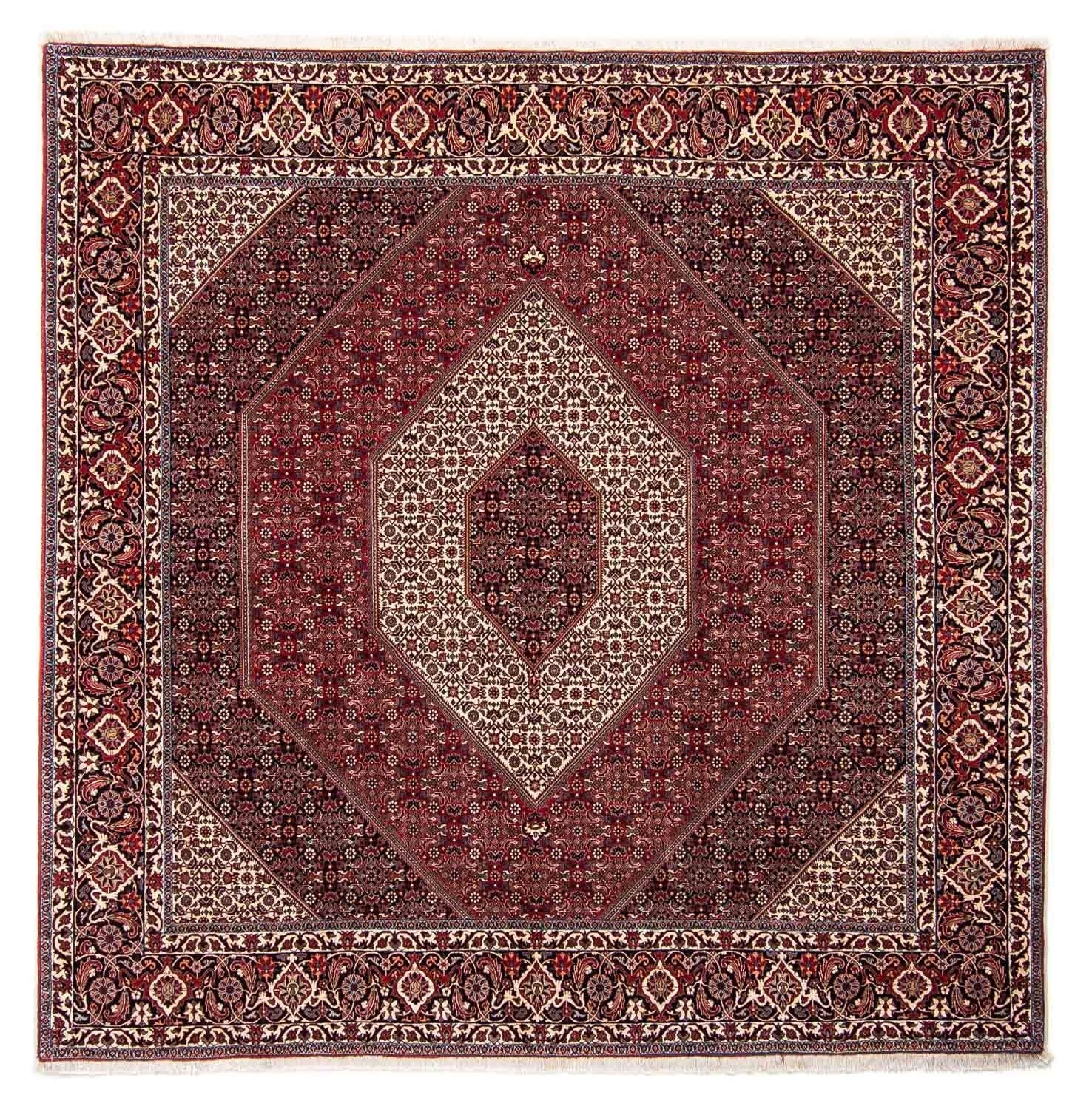 Persisk tæppe - Bijar firkantet  - 250 x 250 cm - mørkerød