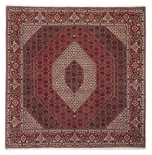 Persisk tæppe - Bijar firkantet  - 250 x 250 cm - mørkerød