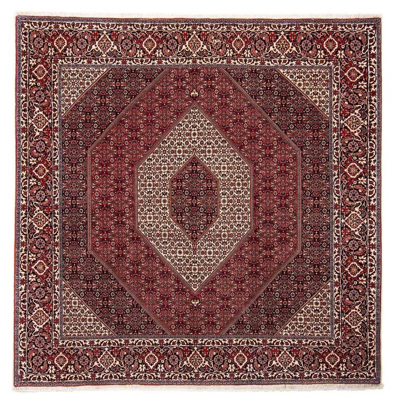 Persisk tæppe - Bijar firkantet  - 250 x 250 cm - mørkerød