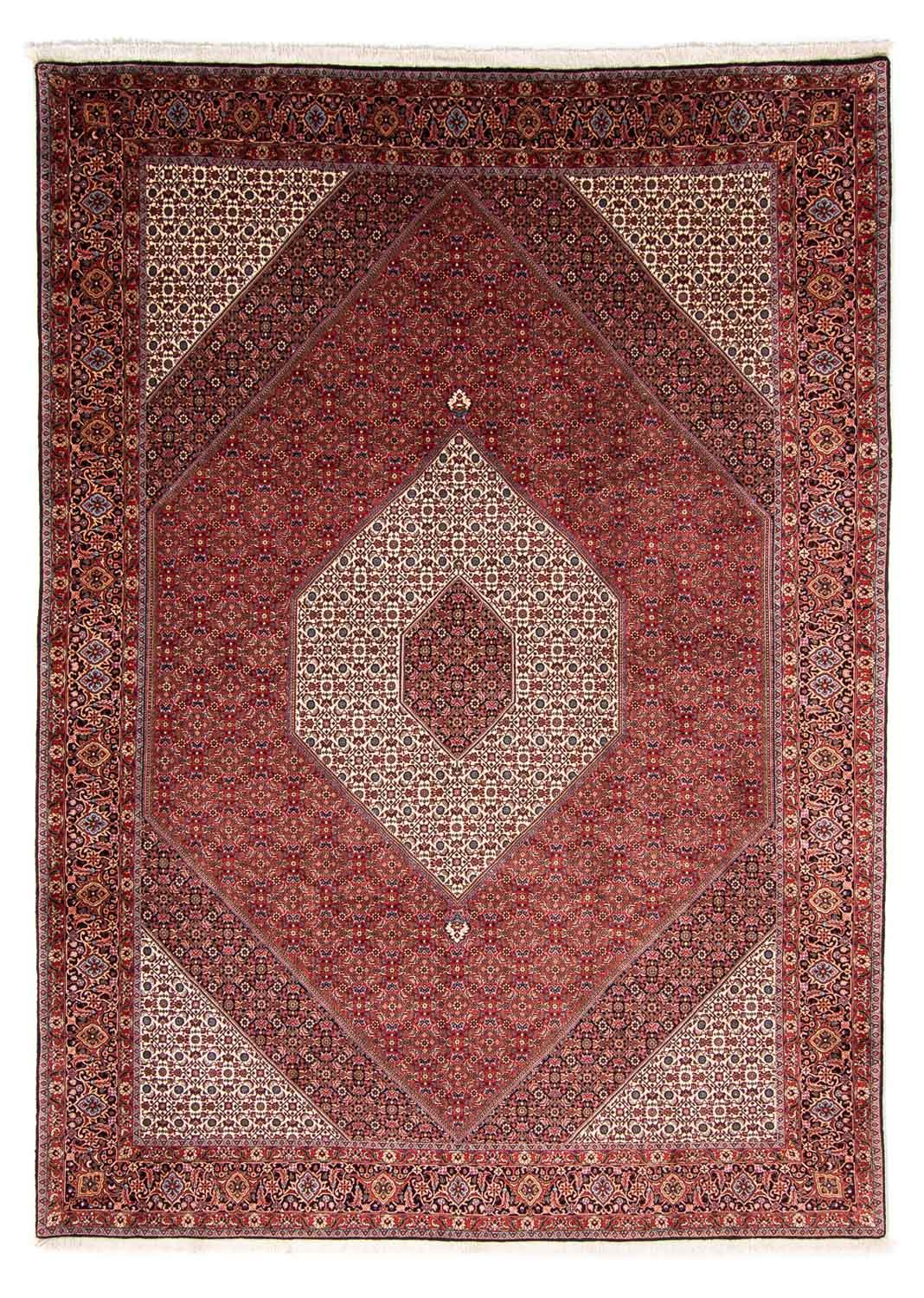 Persisk tæppe - Bijar - 348 x 252 cm - mørkerød