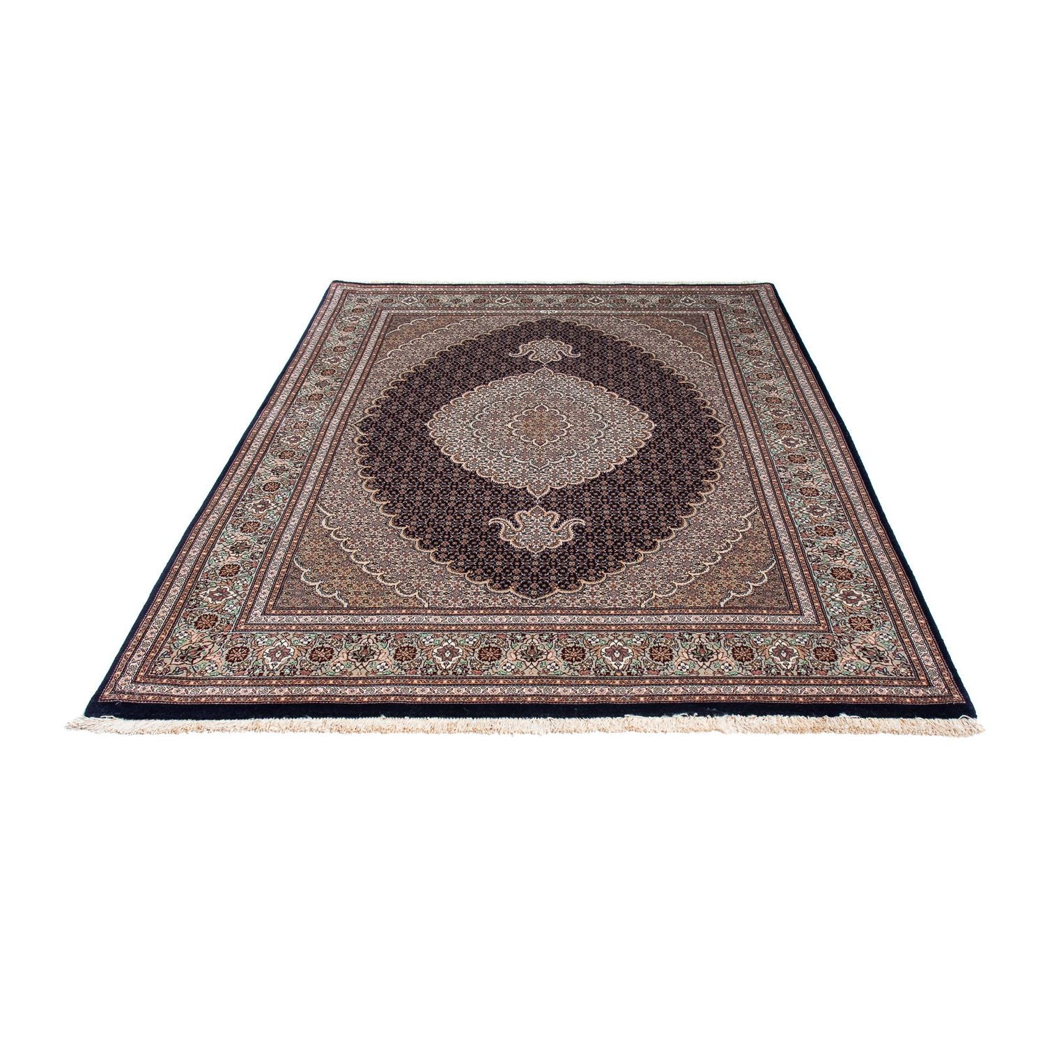 Persisk tæppe - Tabriz - 213 x 151 cm - mørkeblå