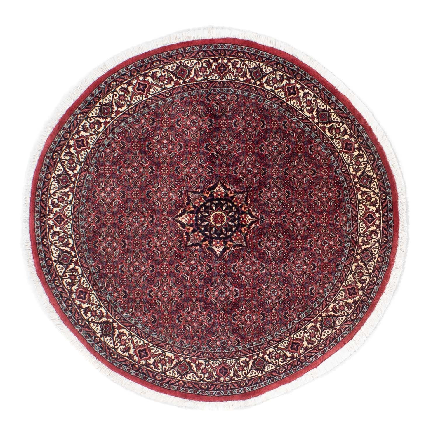 Persisk tæppe - Bijar rundt  - 150 x 150 cm - mørkerød