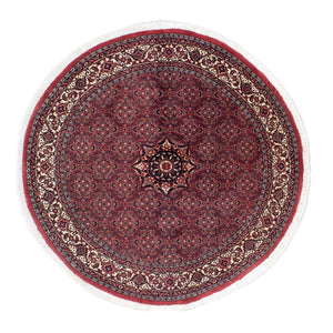 Persisk tæppe - Bijar rundt  - 150 x 150 cm - mørkerød