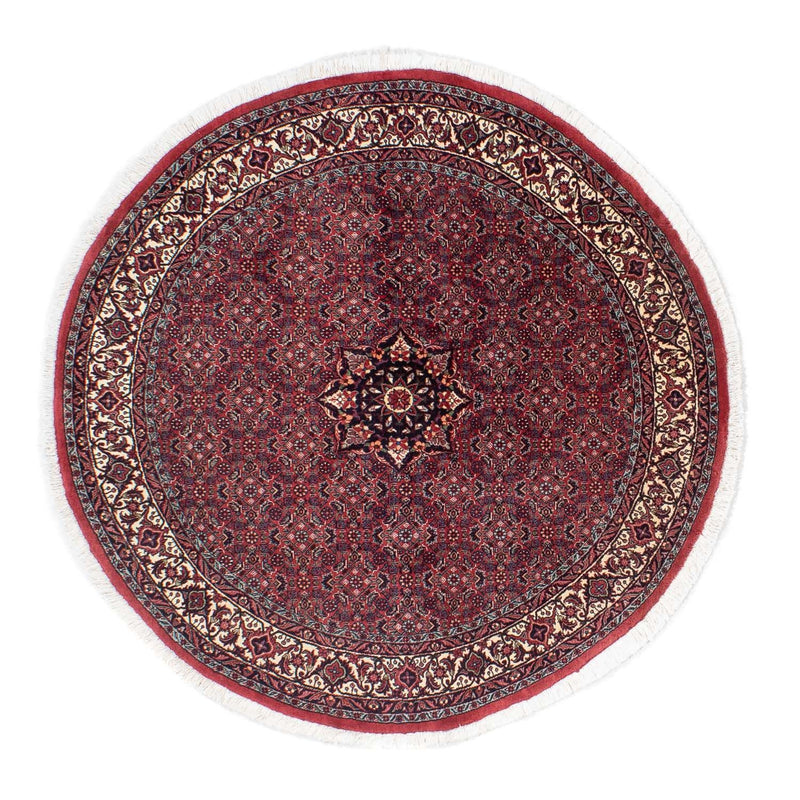 Persisk tæppe - Bijar rundt  - 150 x 150 cm - mørkerød