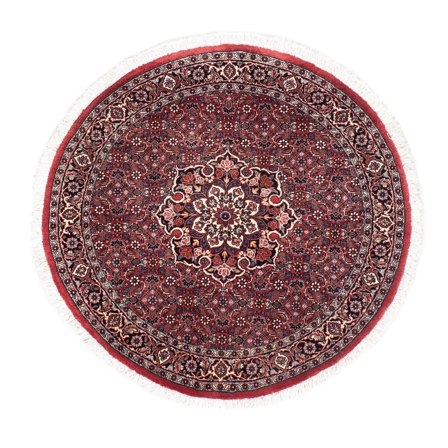 Persisk tæppe - Bijar rundt  - 100 x 100 cm - mørkerød