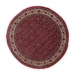 Persisk tæppe - Bijar rundt  - 150 x 150 cm - mørkerød