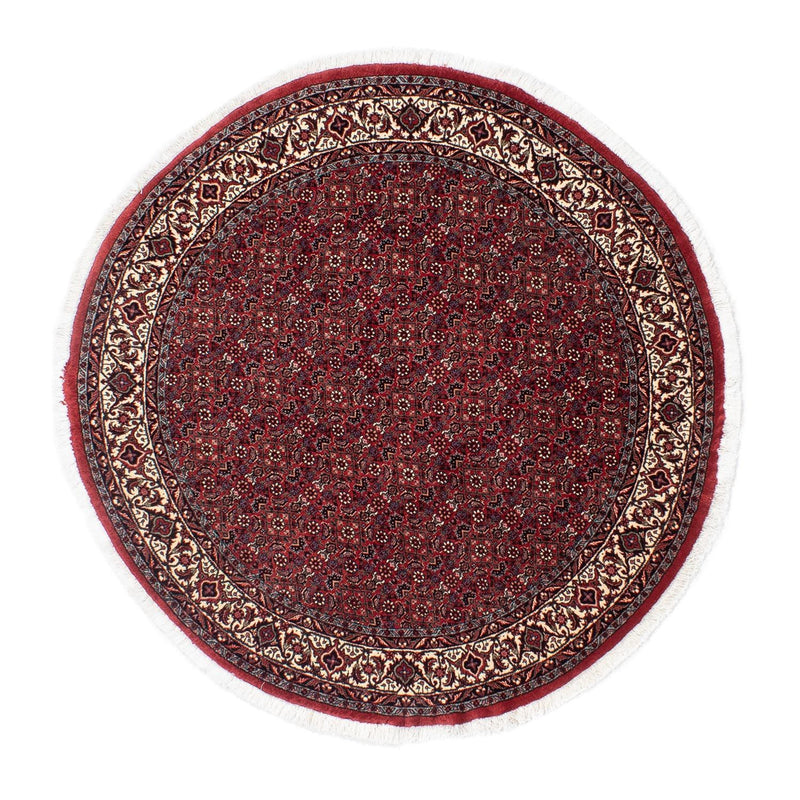 Persisk tæppe - Bijar rundt  - 150 x 150 cm - mørkerød