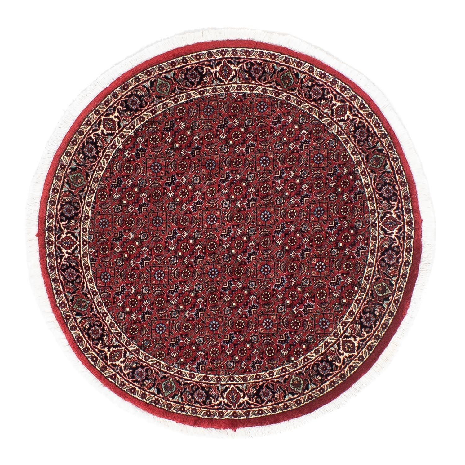 Persisk tæppe - Bijar rundt  - 105 x 105 cm - mørkerød