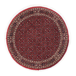 Persisk tæppe - Bijar rundt  - 105 x 105 cm - mørkerød