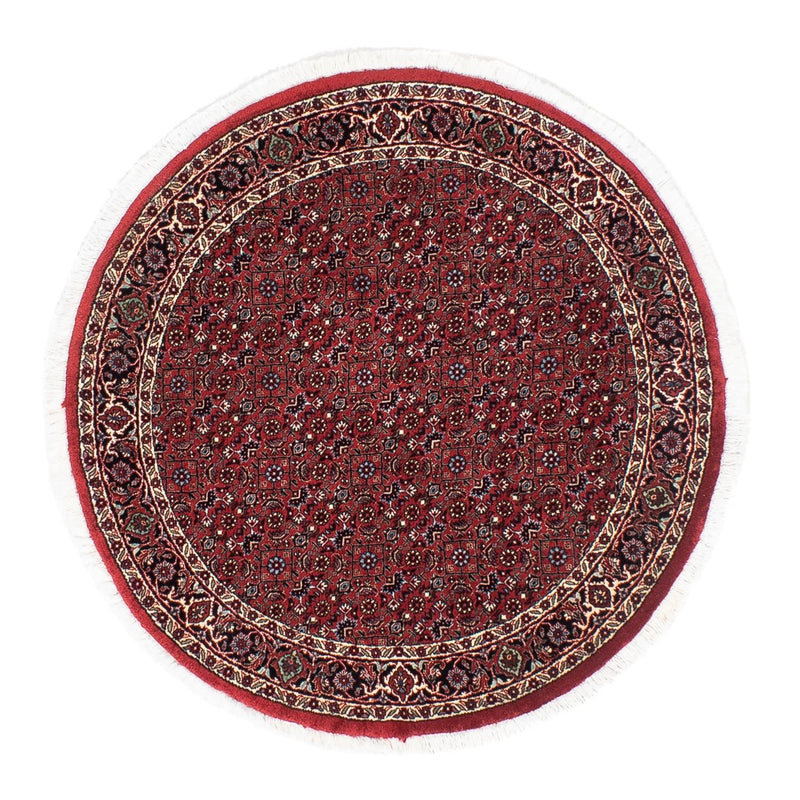 Persisk tæppe - Bijar rundt  - 105 x 105 cm - mørkerød