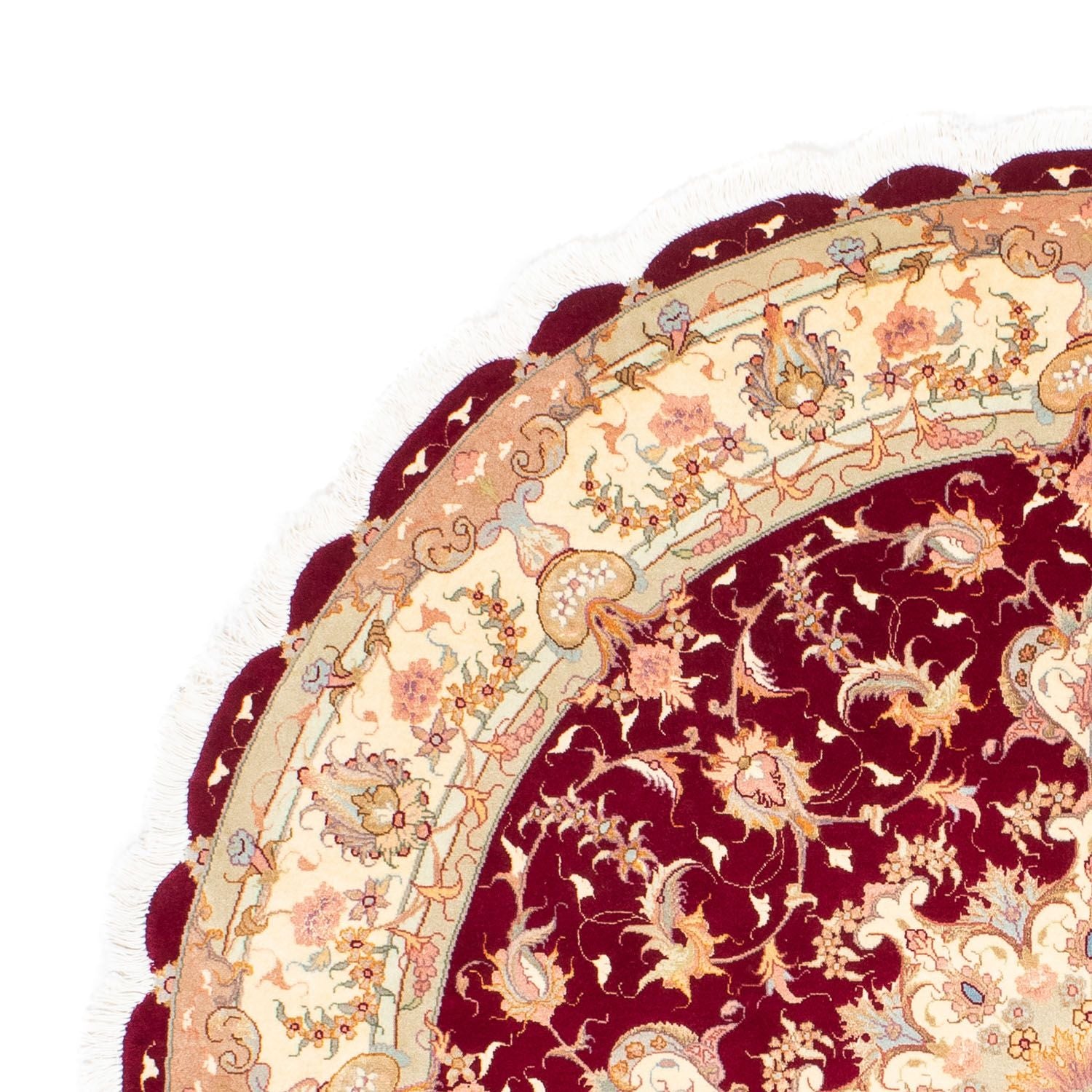 Persisk tæppe - Tabriz - Royal rundt  - 150 x 150 cm - mørkerød