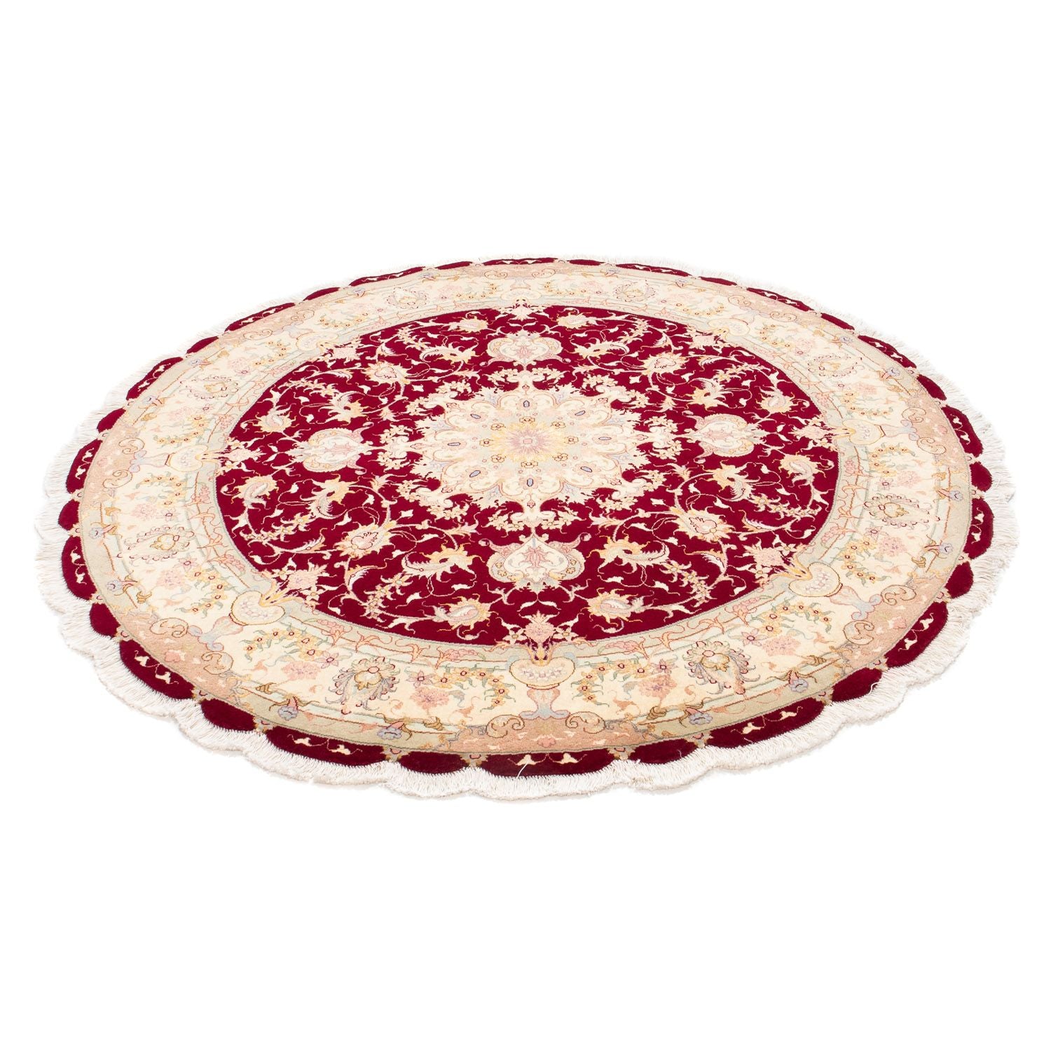 Persisk tæppe - Tabriz - Royal rundt  - 150 x 150 cm - mørkerød