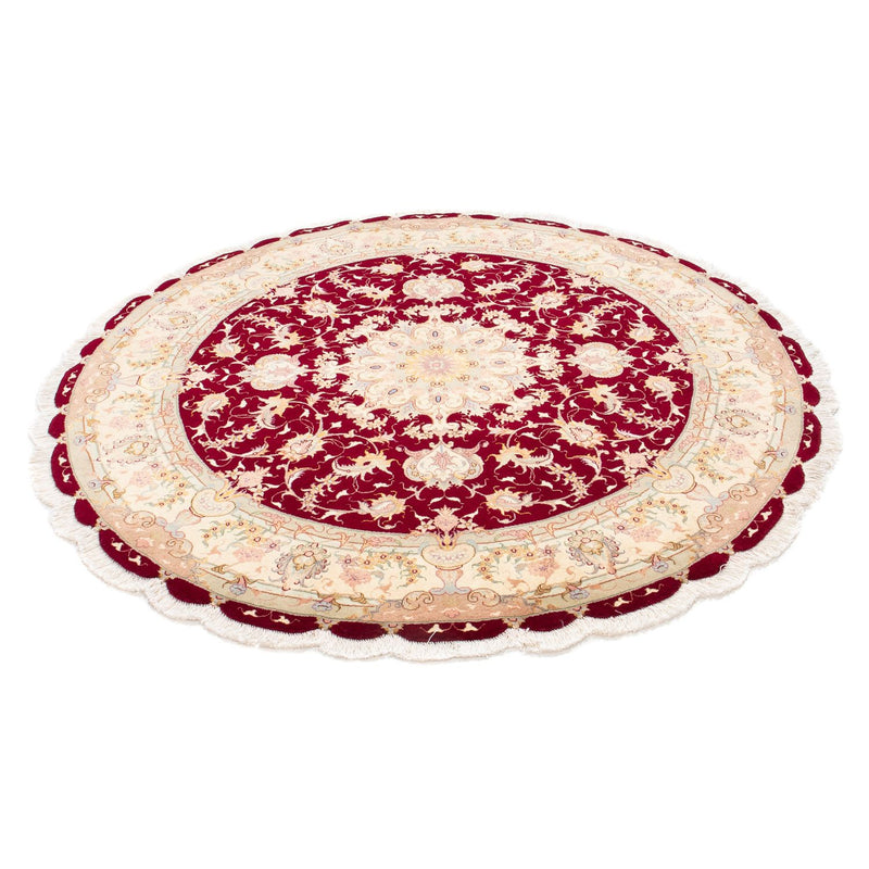 Persisk tæppe - Tabriz - Royal rundt  - 150 x 150 cm - mørkerød