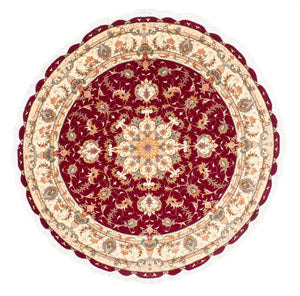 Persisk tæppe - Tabriz - Royal rundt  - 150 x 150 cm - mørkerød