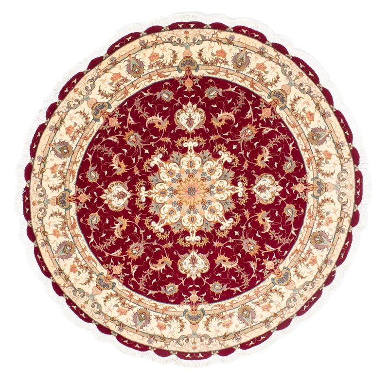 Persisk tæppe - Tabriz - Royal rundt  - 150 x 150 cm - mørkerød