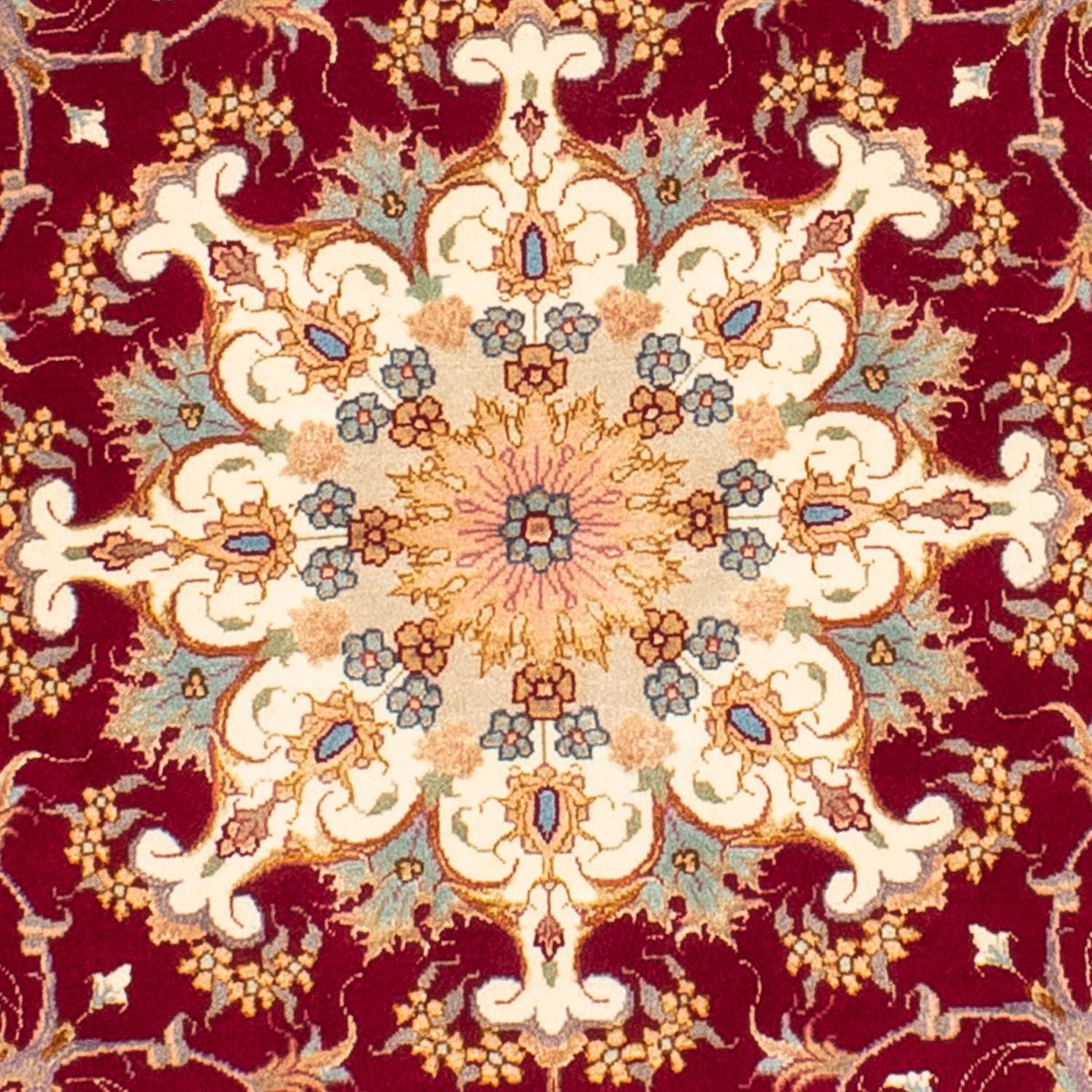Persisk tæppe - Tabriz - Royal rundt  - 150 x 150 cm - mørkerød