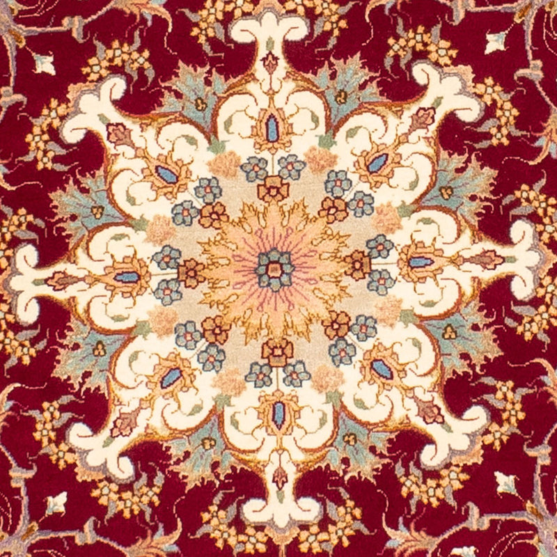 Persisk tæppe - Tabriz - Royal rundt  - 150 x 150 cm - mørkerød