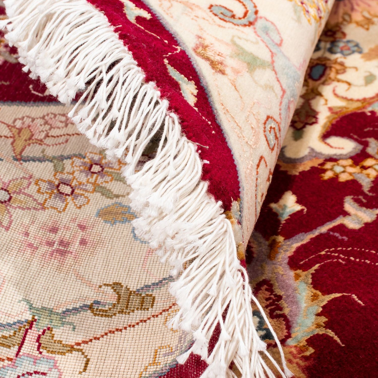 Persisk tæppe - Tabriz - Royal rundt  - 150 x 150 cm - mørkerød