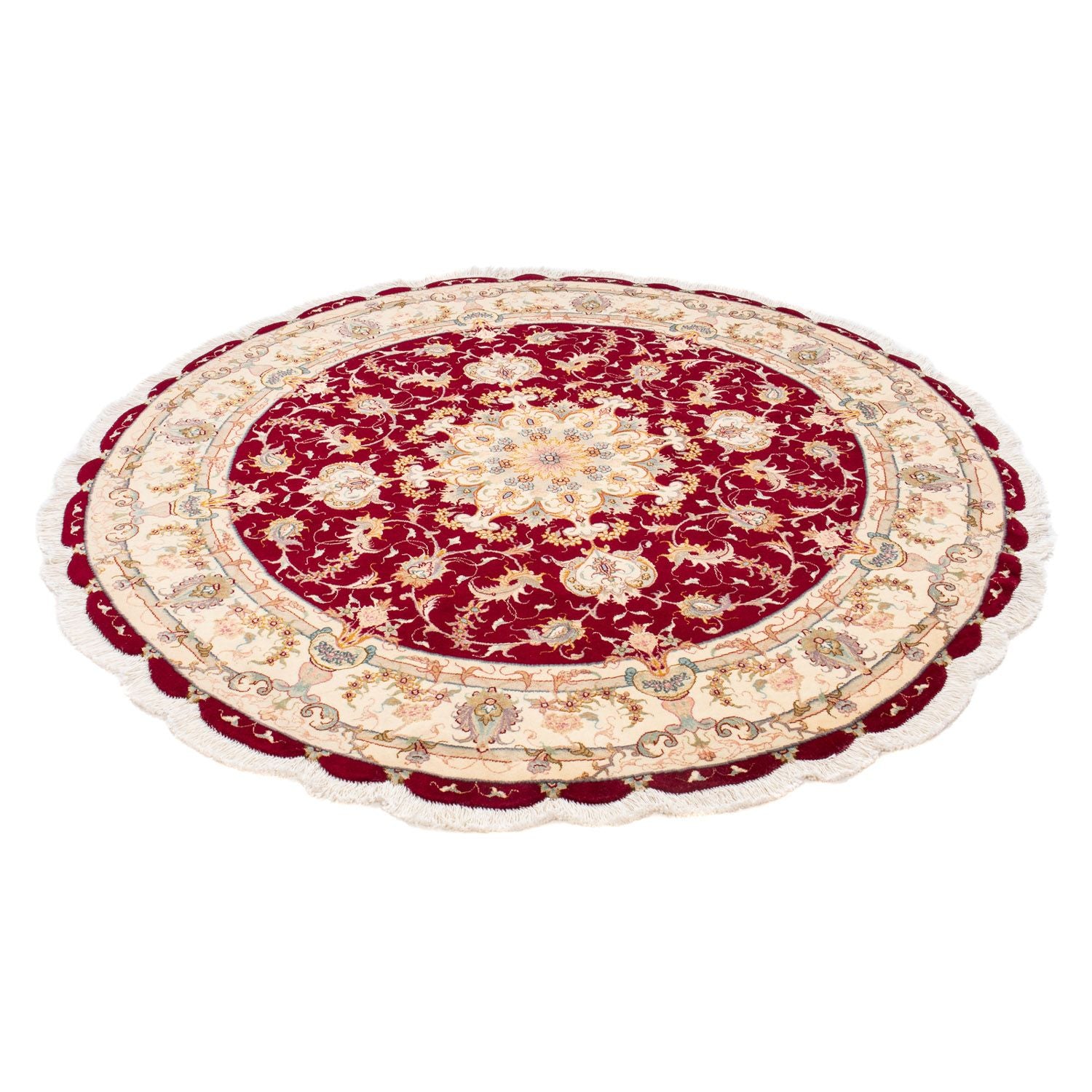 Persisk tæppe - Tabriz - Royal rundt  - 150 x 150 cm - mørkerød