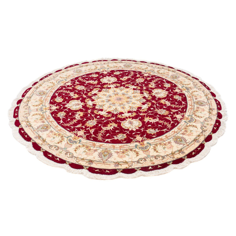 Persisk tæppe - Tabriz - Royal rundt  - 150 x 150 cm - mørkerød