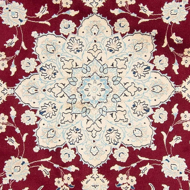Persisk tæppe - Nain rundt  - 246 x 246 cm - mørkerød
