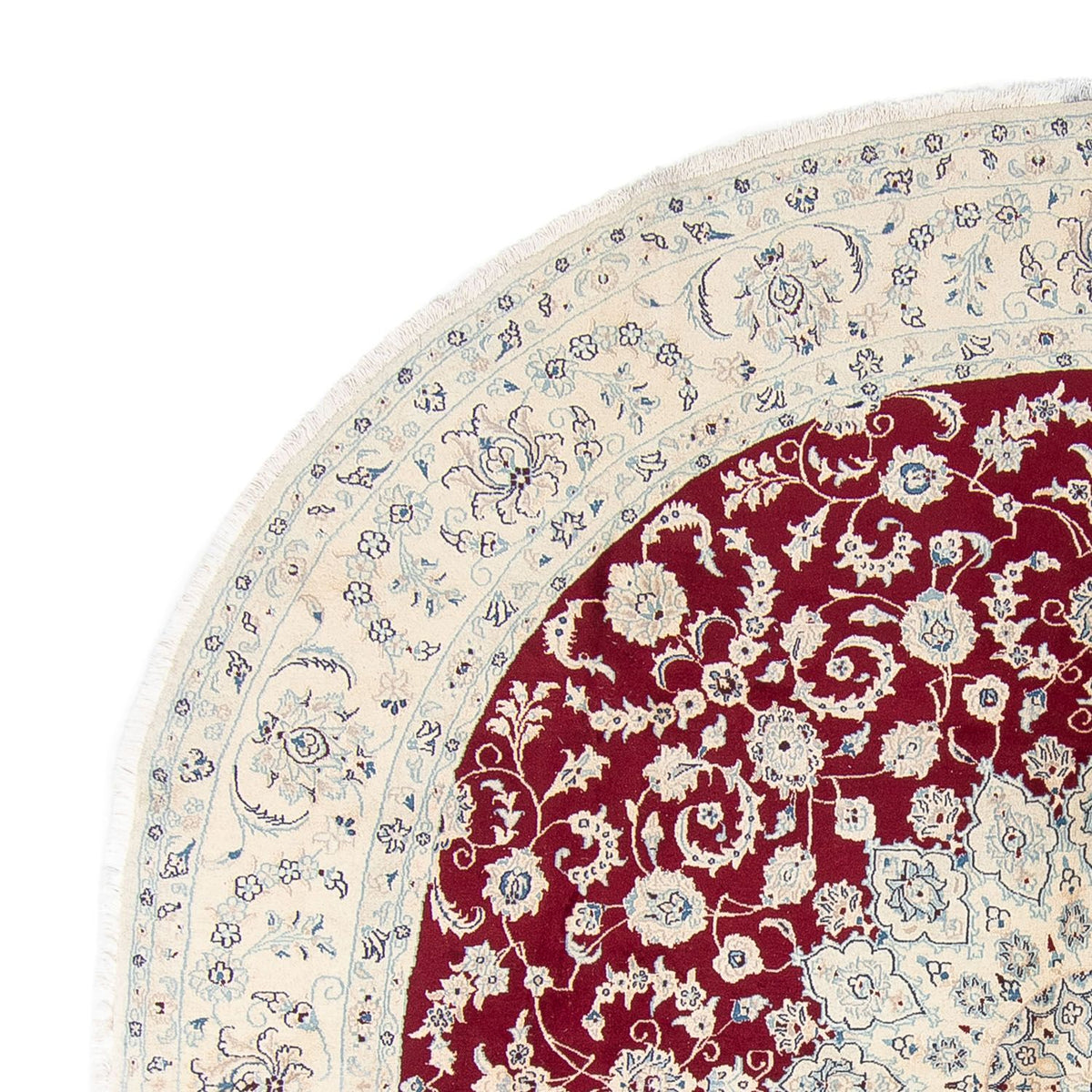 Persisk tæppe - Nain rundt  - 302 x 302 cm - mørkerød