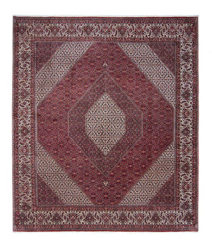 Persisk tæppe - Bijar - 340 x 300 cm - mørkerød