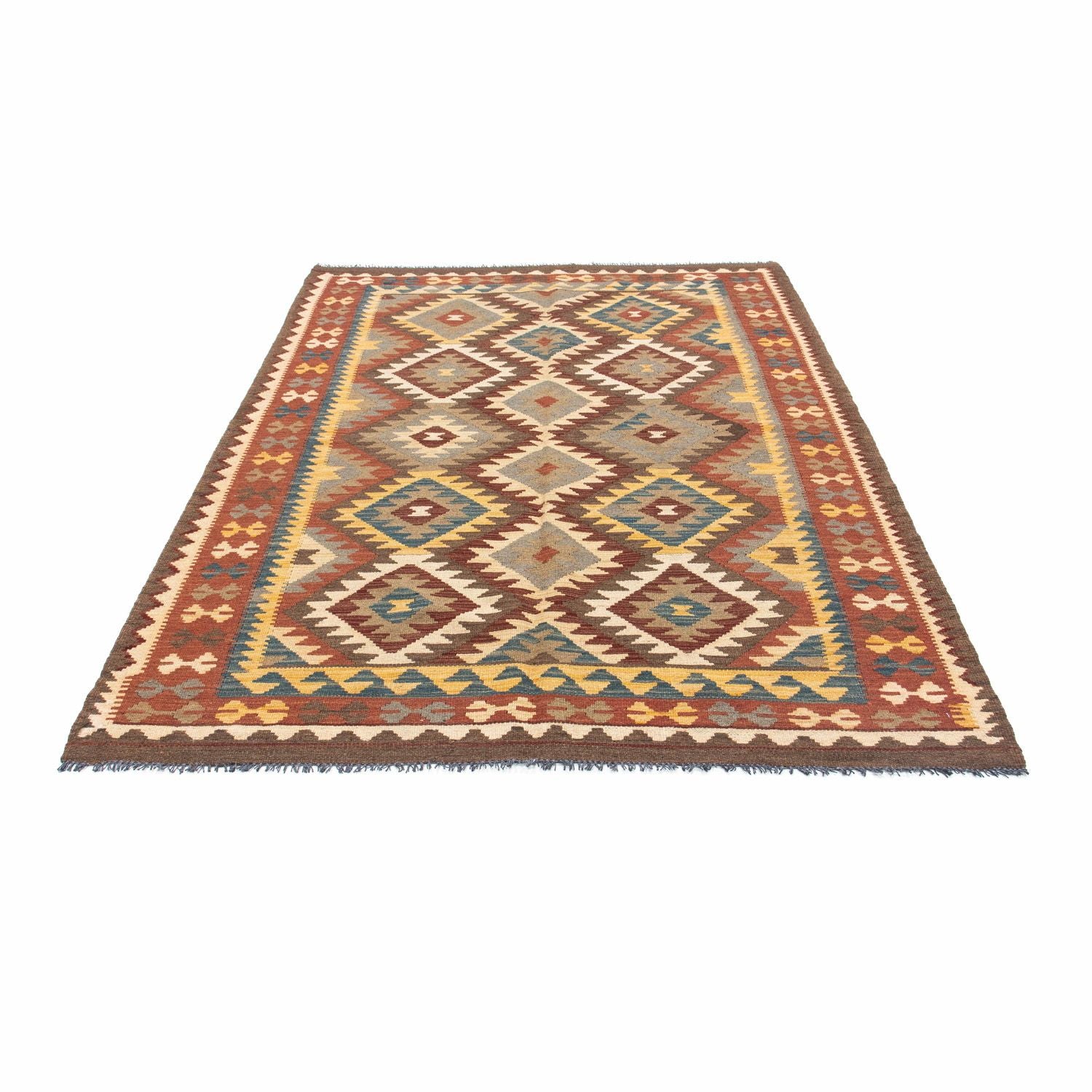 Kelim-tæppe - orientalsk - 210 x 150 cm - lys brun