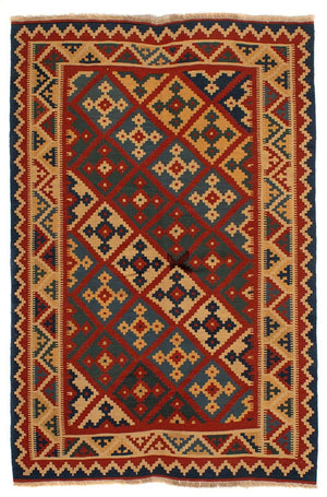 Kelim-tæppe - orientalsk - 196 x 155 cm - mørkerød