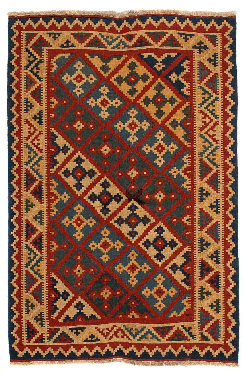 Kelim-tæppe - orientalsk - 196 x 155 cm - mørkerød