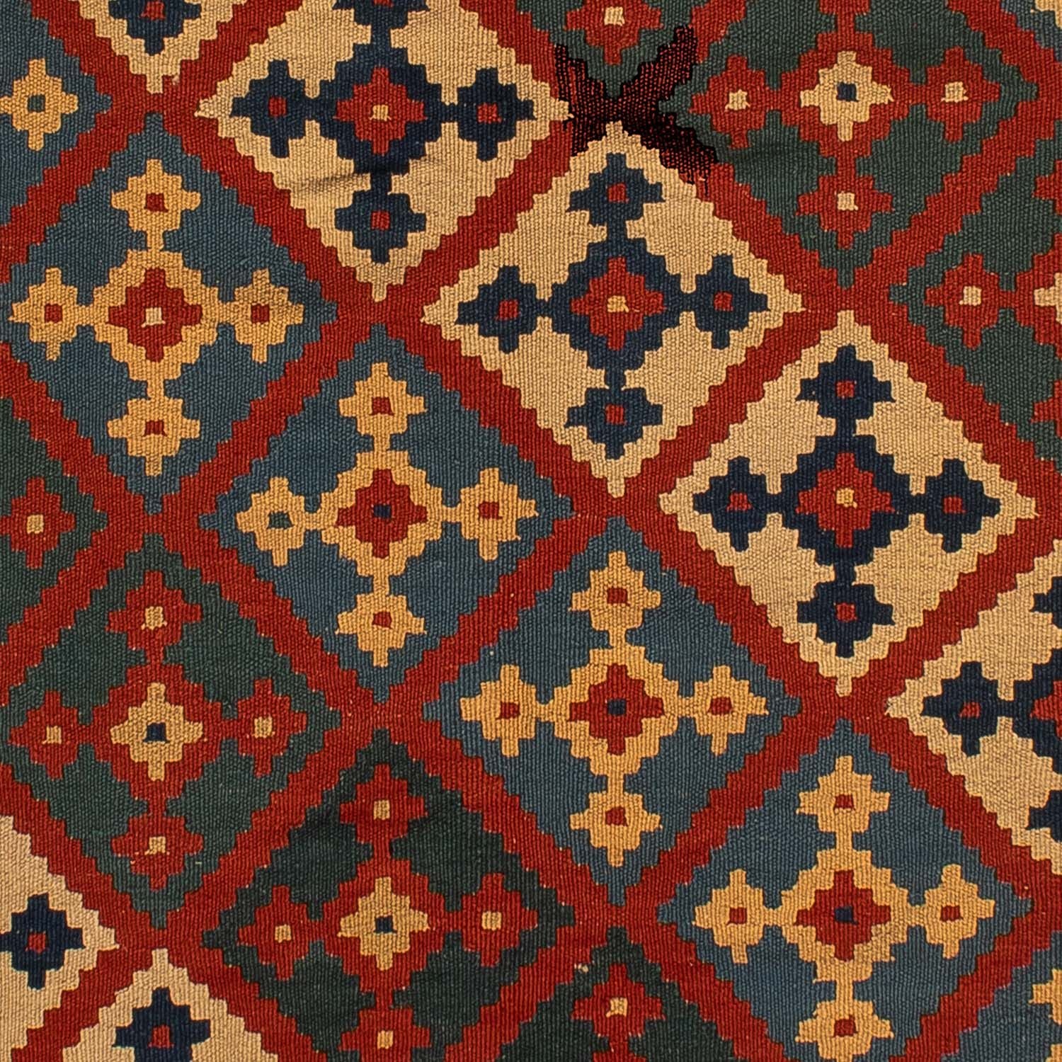 Kelim-tæppe - orientalsk - 196 x 155 cm - mørkerød