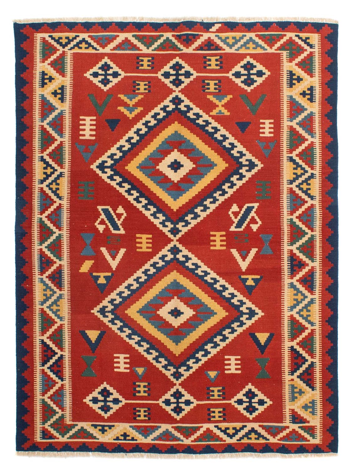 Kelim-tæppe - orientalsk - 217 x 160 cm - mørkerød