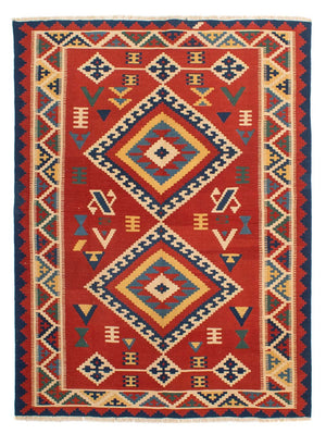 Kelim-tæppe - orientalsk - 217 x 160 cm - mørkerød