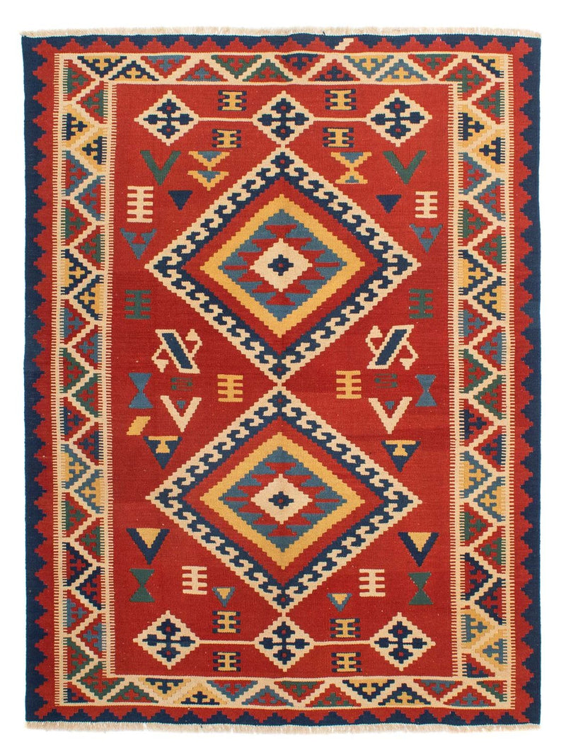 Kelim-tæppe - orientalsk - 217 x 160 cm - mørkerød