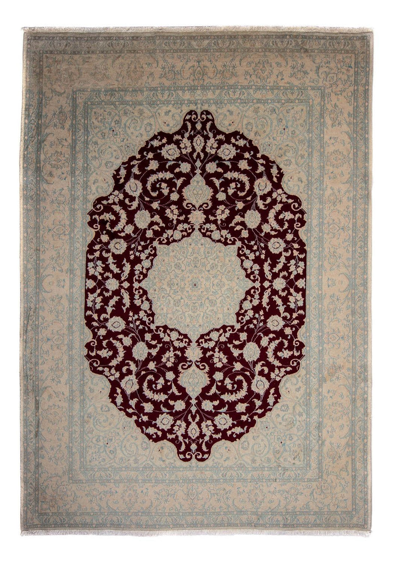 Persisk tæppe - Nain - 349 x 248 cm - mørkerød