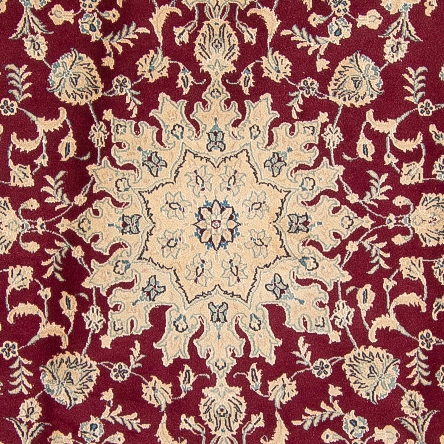 Persisk tæppe - Nain rundt  - 245 x 245 cm - mørkerød