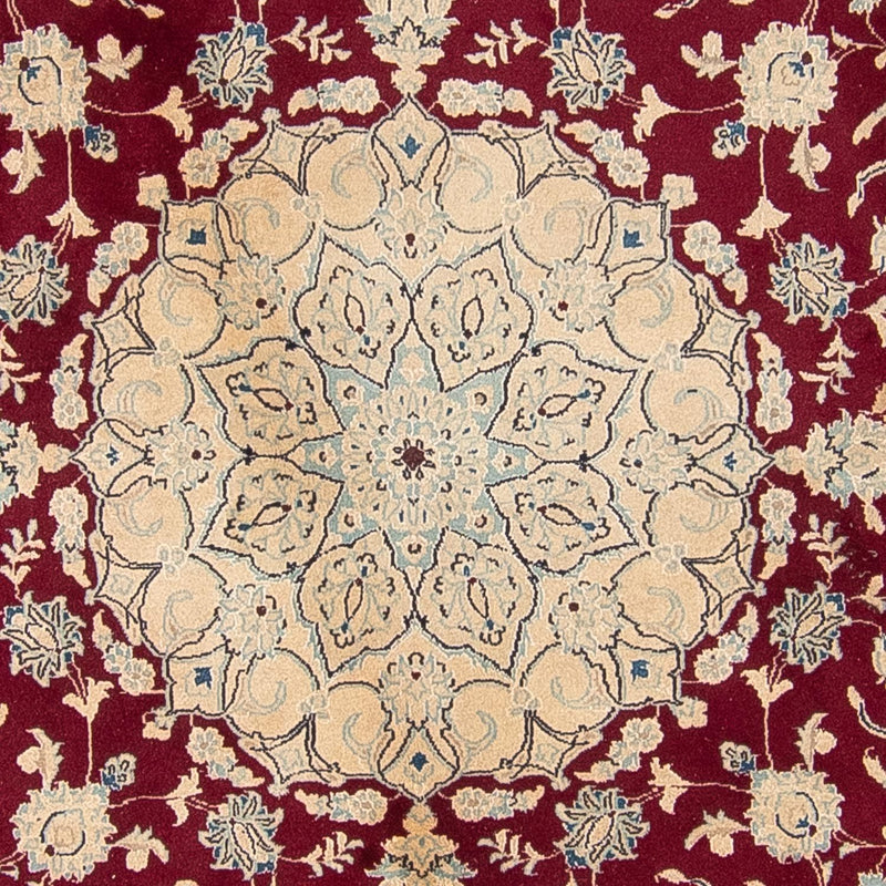 Persisk tæppe - Nain rundt  - 287 x 287 cm - mørkerød