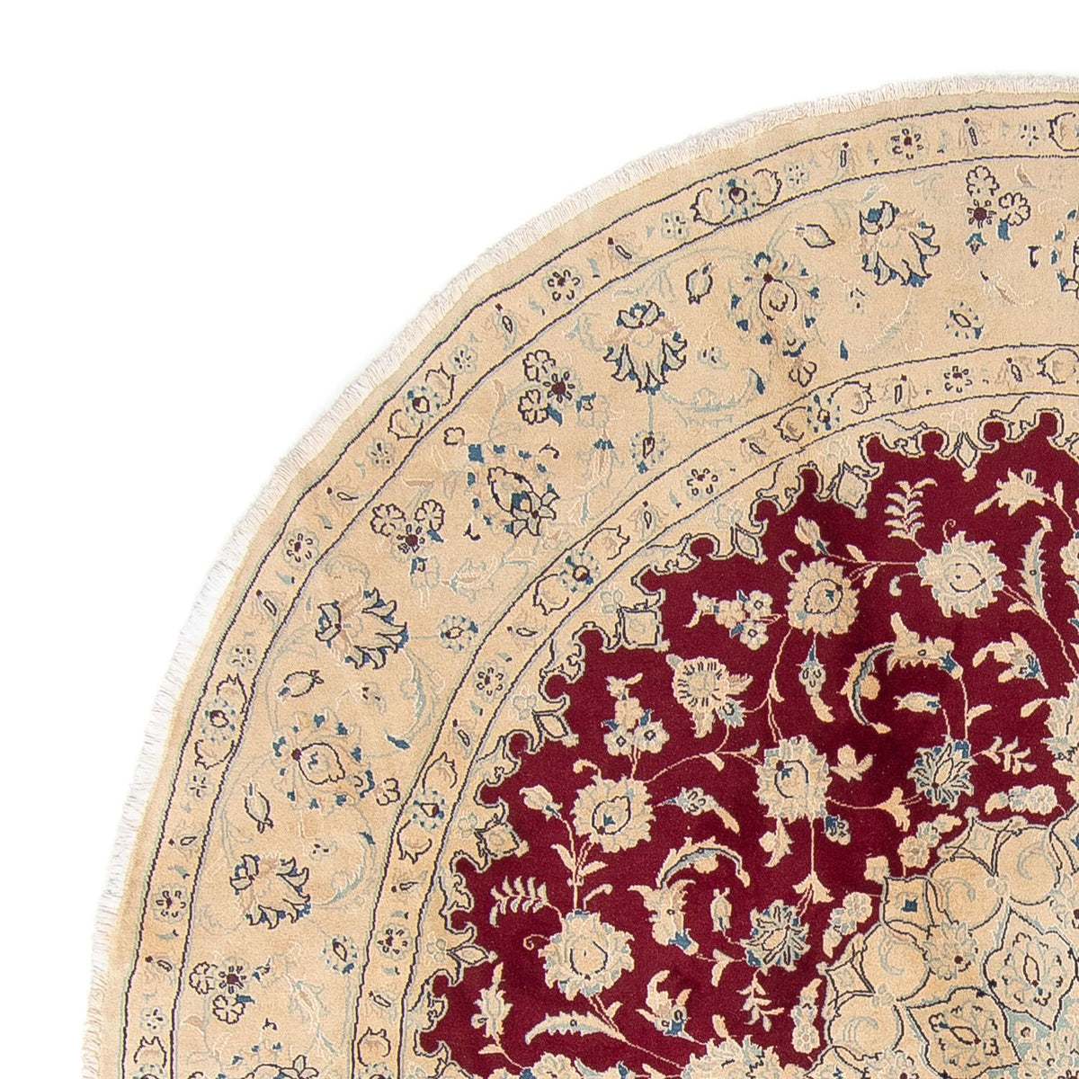 Persisk tæppe - Nain rundt  - 287 x 287 cm - mørkerød