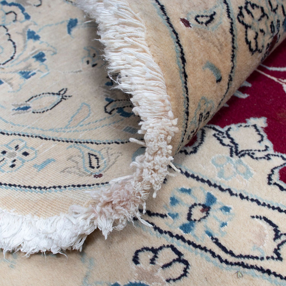 Persisk tæppe - Nain rundt  - 287 x 287 cm - mørkerød