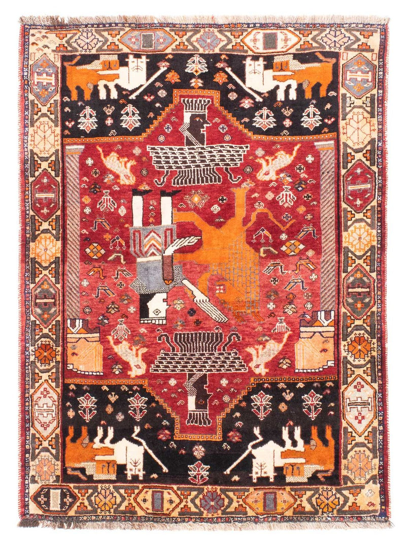 Persisk tæppe - Nomadisk - 155 x 111 cm - mørkerød
