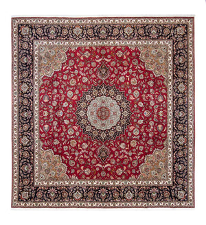 Persisk tæppe - Tabriz firkantet  - 303 x 300 cm - mørkerød
