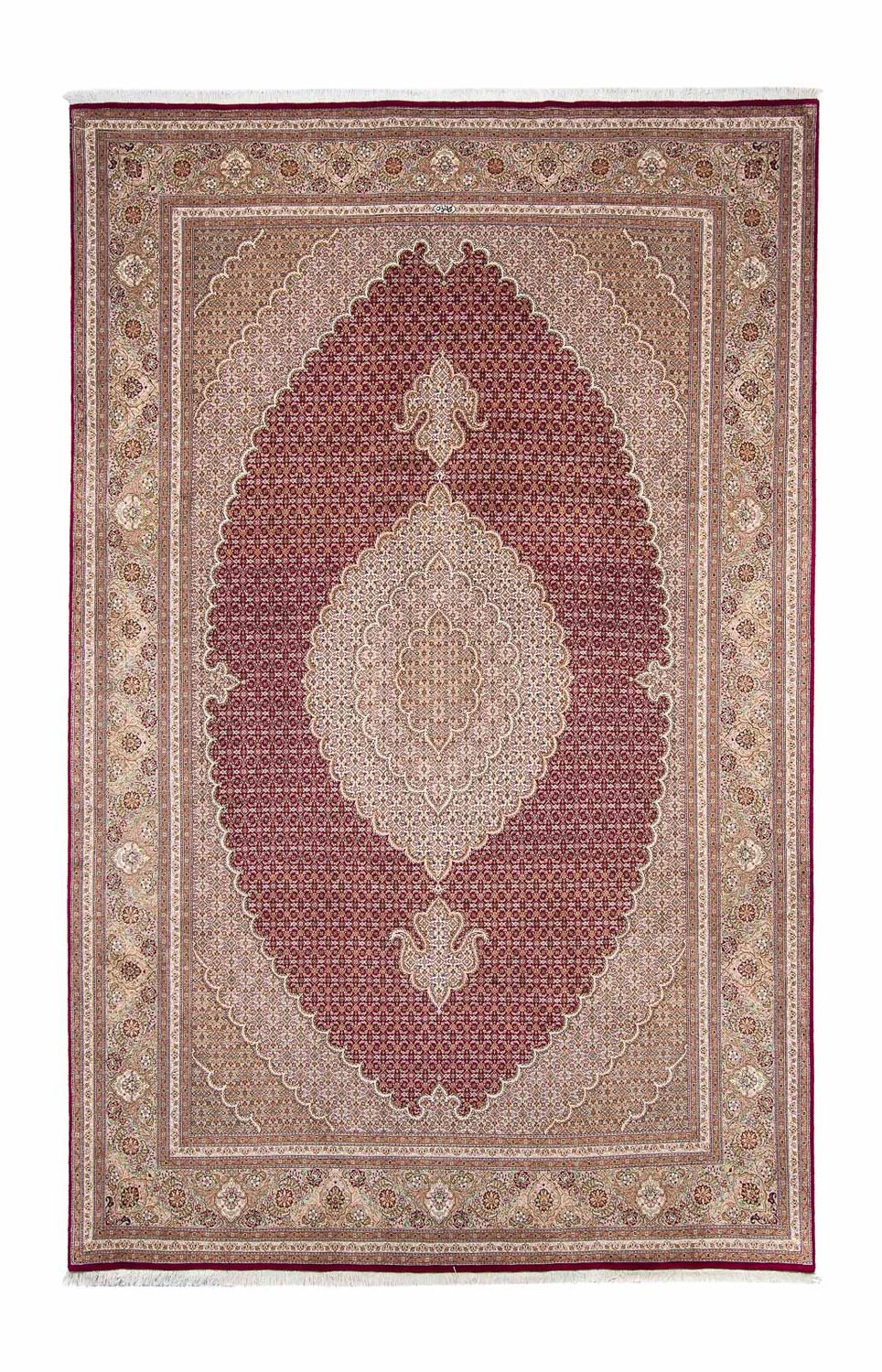 Persisk tæppe - Tabriz - 323 x 204 cm - mørkerød